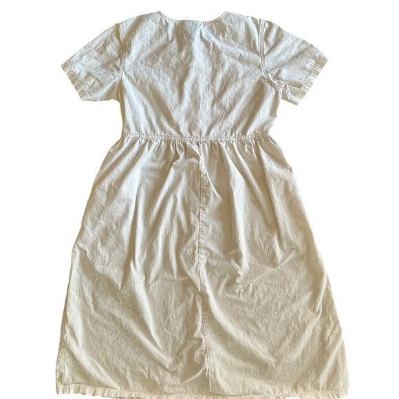 Vintage 90s FADS White Button Front Cotton Midi Dress Size M - Picture 2 of 7